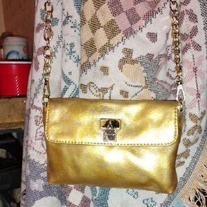 Calvin Klein Gold Clutch with Chain Strap